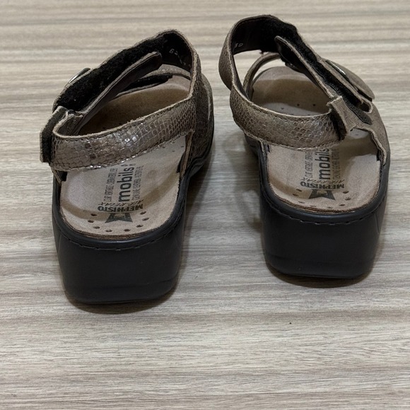 Mephisto Mobils Sandals Women 39 US 9 Platinum Brown Mary Jane Embossed Metallic - Picture 6 of 8
